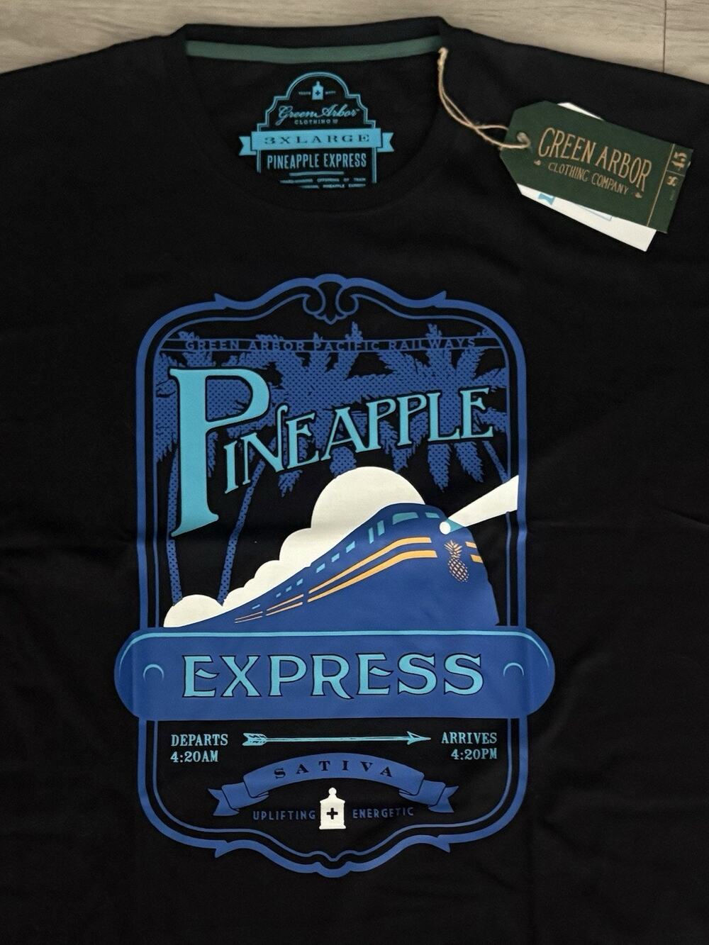 Green Arbor Pineapple Express Men’s Black Graphic T-Shirt Size 3XL New With Tags